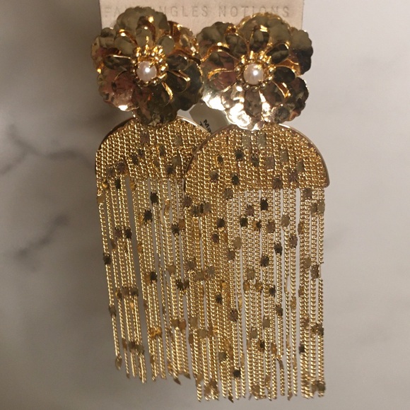 NWT Anthropologie Fringed Floral Drop Earrings - Picture 5 of 12